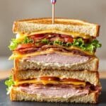 layered triple decker sandwich construction