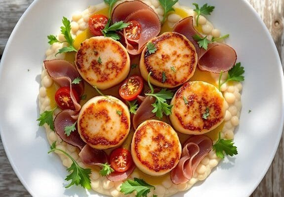 mediterranean pan seared scallops