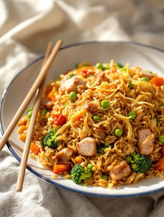 pork rice veggies flavors