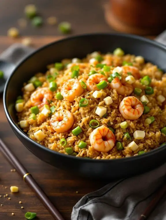 prepare day old shrimp fried rice