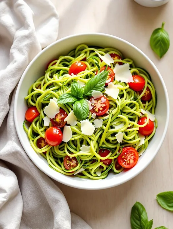 quick zucchini pesto noodles