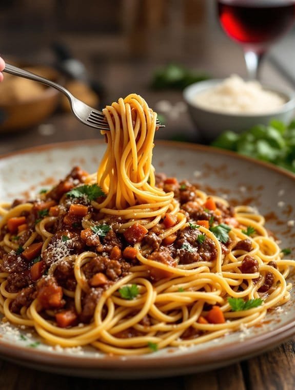 rustic italian spaghetti bolognese
