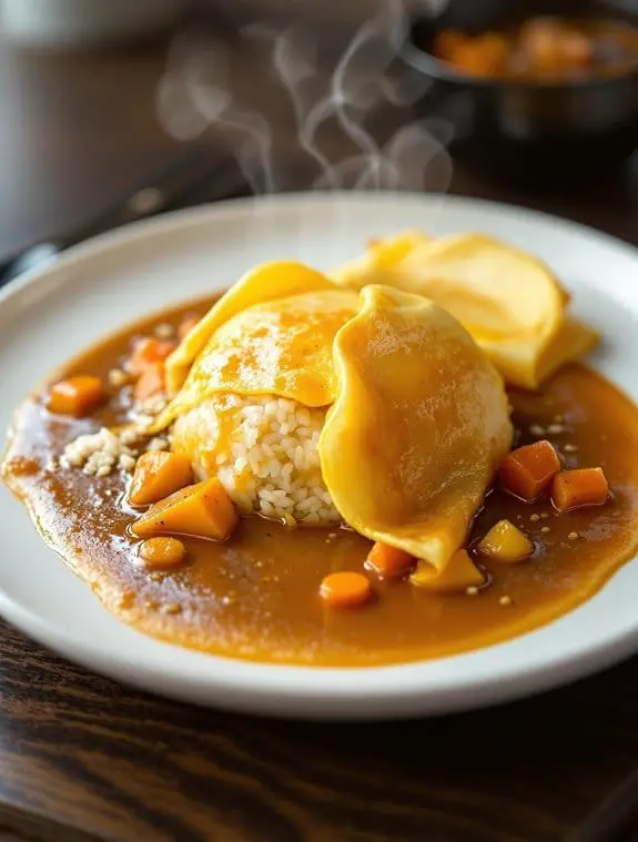 savory japanese curry omurice assembly