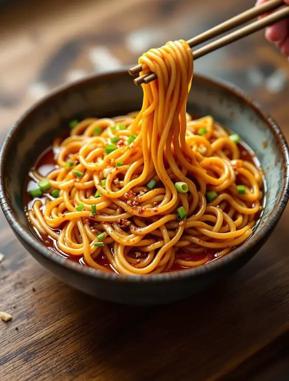 sizzling garlic chili udon noodles
