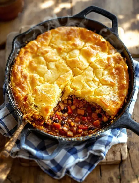 skillet cornbread chili casserole