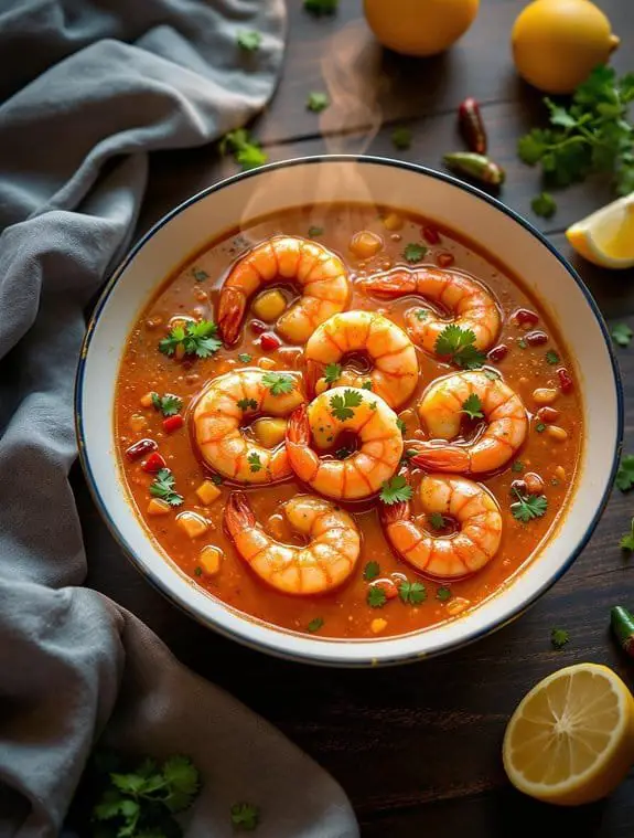 spicy sweet king prawns dish