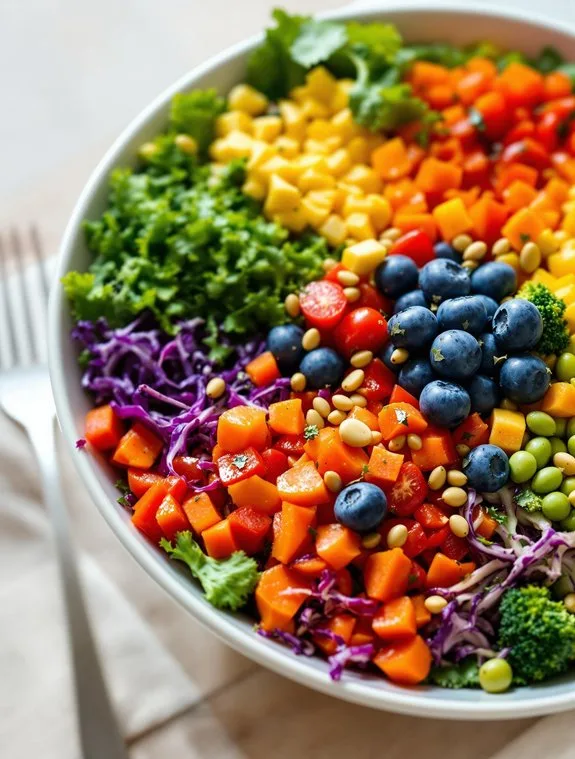 vibrant colorful salad assembly