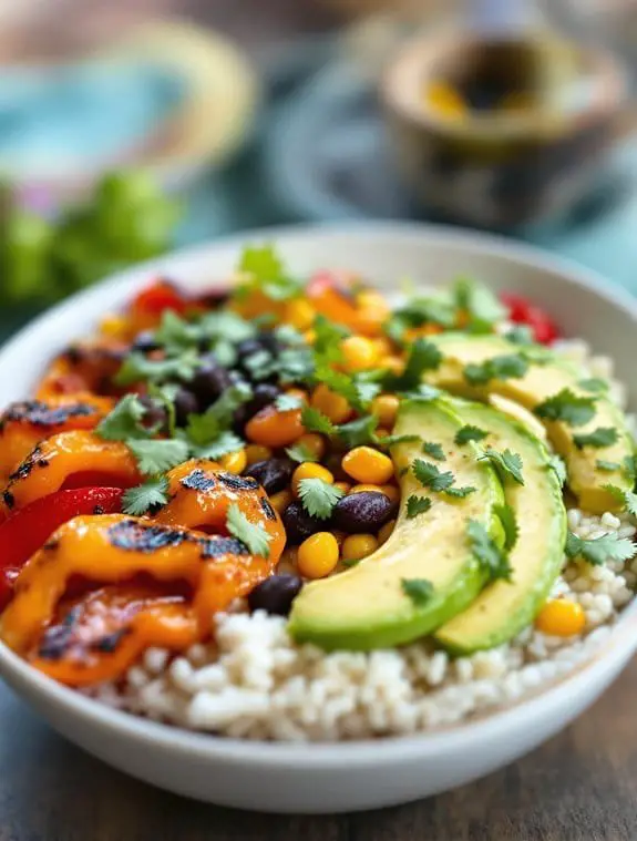 vibrant mexican vegan bowl assembly