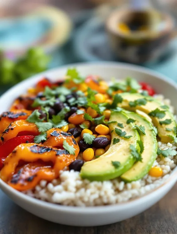 vibrant mexican vegan bowl assembly