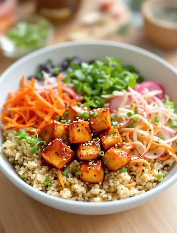 vibrant spicy tempeh bowl