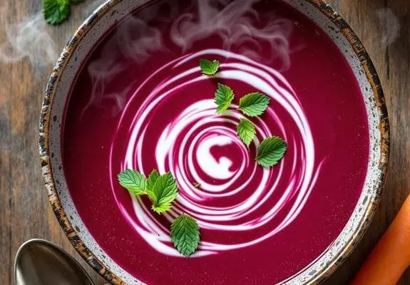 warm beetroot carrot soup
