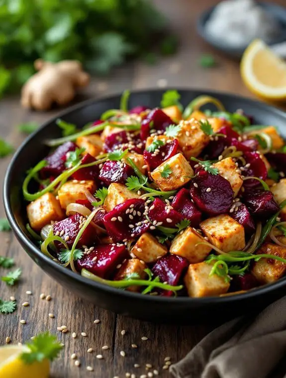 zesty beetroot tofu stir fry