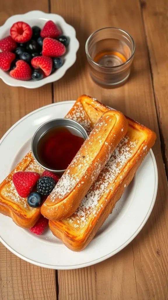 Delicious French toast sticks served with fresh berries and syrup